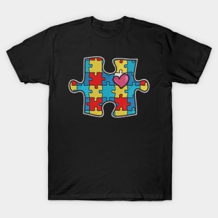 Puzzle Autism Awareness Embroidery Effect T-Shirt